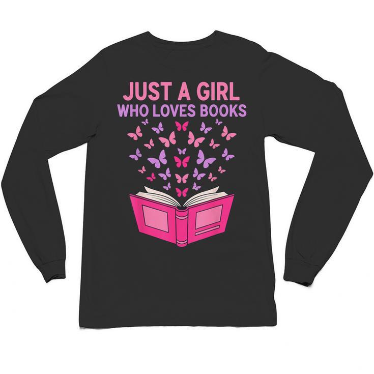 Just A Girl Who Loves Books Butterflies Reading Unisex Long Sleeve T-Shirt