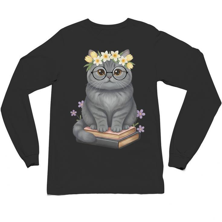 Just A Girl Who Loves Cats & Books Bookish Women Unisex Long Sleeve T-Shirt