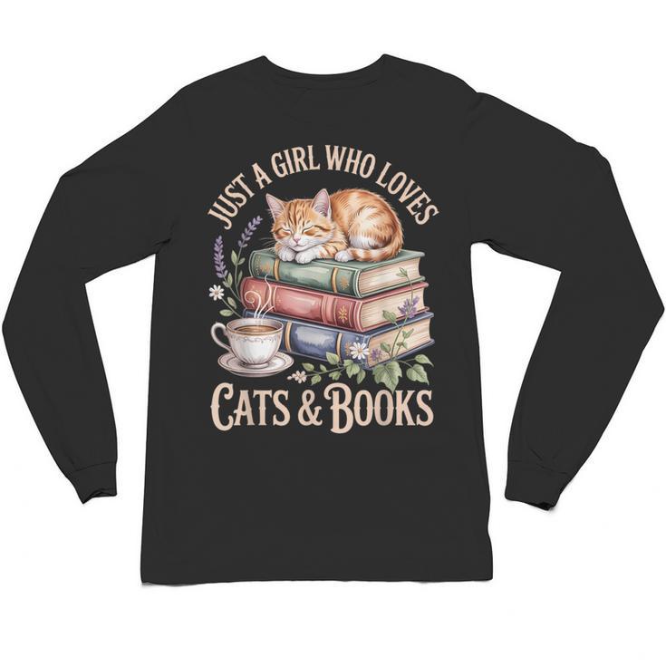 Just A Girl Who Loves Cats And Books Reading Librarian Unisex Long Sleeve T-Shirt