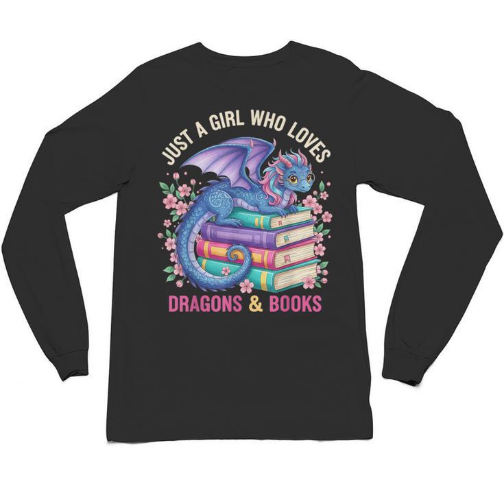 Just a Girl Who Loves Dragons And Books Dragon Reading Unisex Long Sleeve T-Shirt