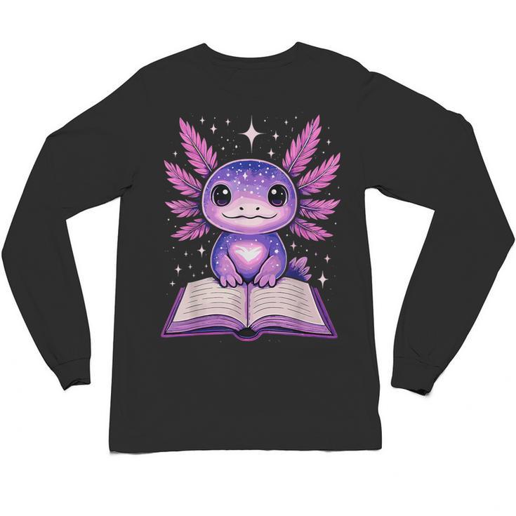 Kawaii Axolotl Cute Axolotls Reading Book Unisex Long Sleeve T-Shirt