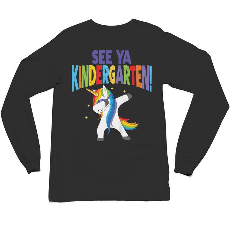 Kids Dabbing Unicorn Kindergarten Graduation See Ya Unisex Long Sleeve T-Shirt