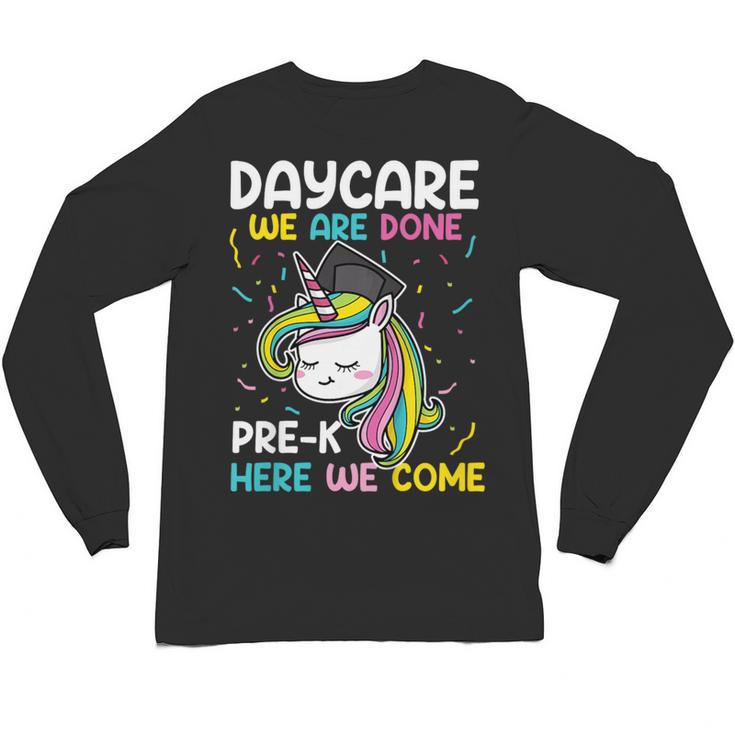 Kids Daycare Graduation Unicorn Last Day Of School Kids Unisex Long Sleeve T-Shirt