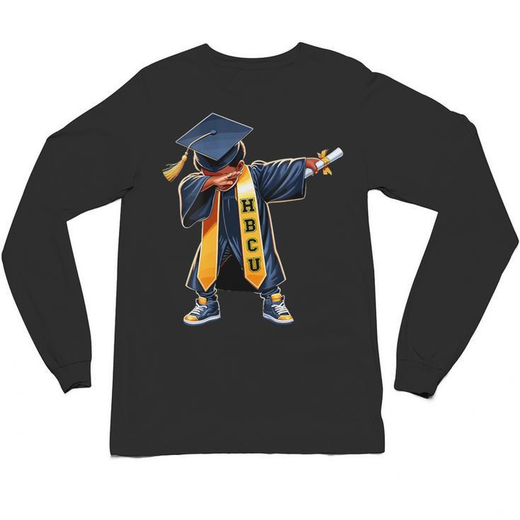 Kids HBCU Boys Grad Dabbing Graduation Unisex Long Sleeve T-Shirt