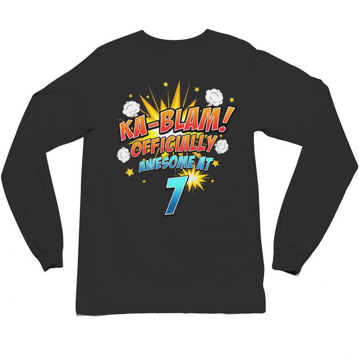Kids Ka-Blam 7 Year Old Boys 7th Birthday Comic Book Super Hero Unisex Long Sleeve T-Shirt