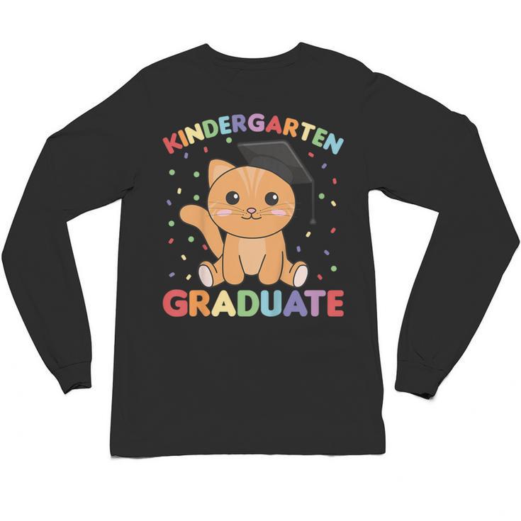 Kids Kindergarten Graduate Cat Graduation Unisex Long Sleeve T-Shirt