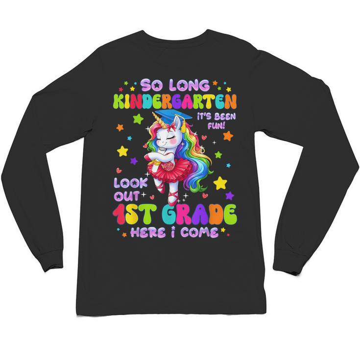 Kindergarten Graduation 2025 Graduate Girls Unicorn 1st Grad Unisex Long Sleeve T-Shirt