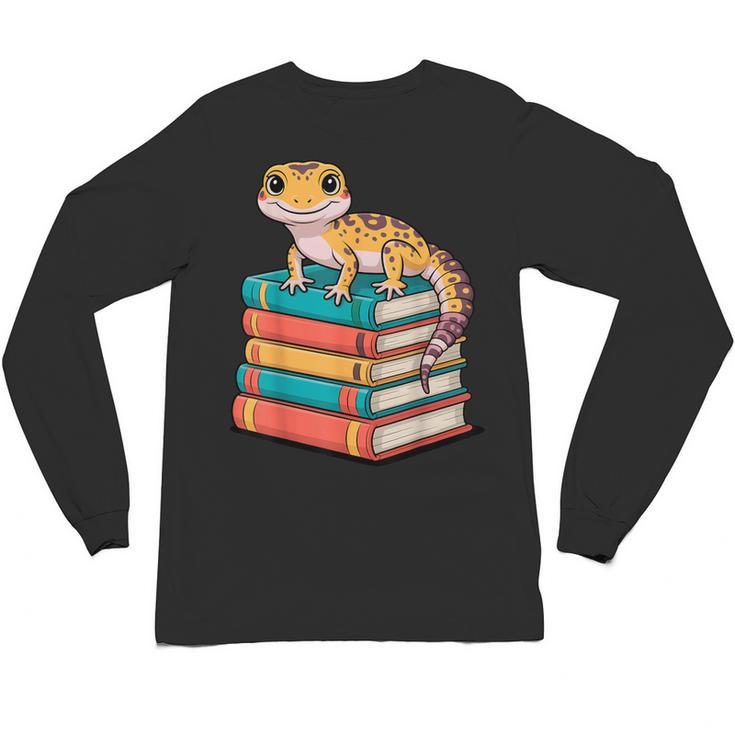Leopard Gecko Book Lover Reading Unisex Long Sleeve T-Shirt