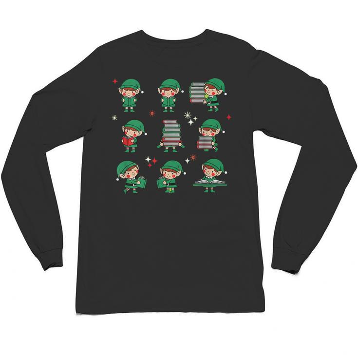 Librarian Book Lover Christmas Elf Reading Joy Unisex Long Sleeve T-Shirt