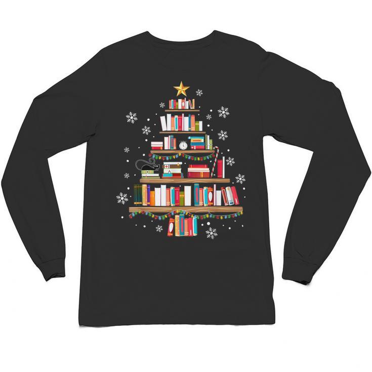 Library Books Christmas Tree Teacher Xmas Snowflake Unisex Long Sleeve T-Shirt