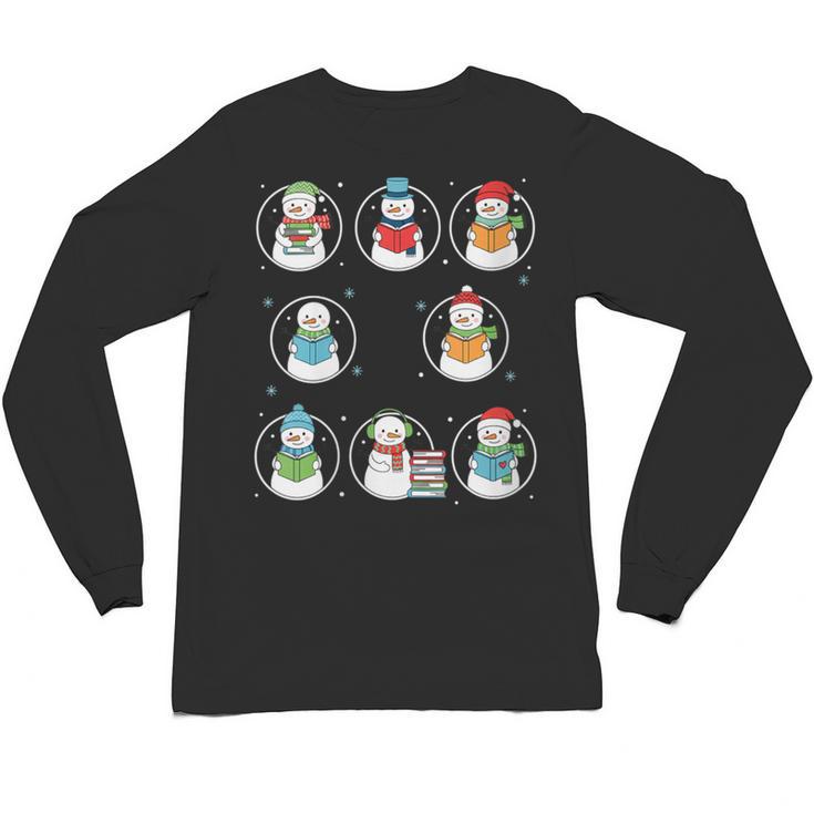 Literary Winter Reading Snowmen Cozy Book Lover Pattern Unisex Long Sleeve T-Shirt
