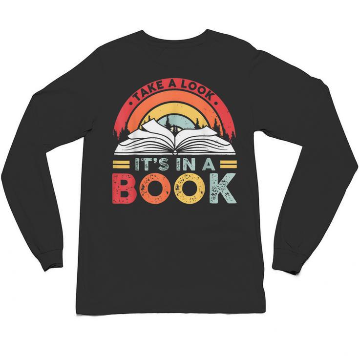 Take A Look It's In A Book Reading Book Vintage Rainbow Unisex Long Sleeve T-Shirt