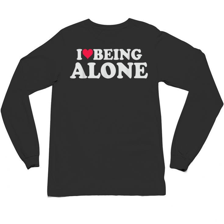 I Love Being Alone Introvert & Anxious Girl Red Heart Unisex Long Sleeve T-Shirt