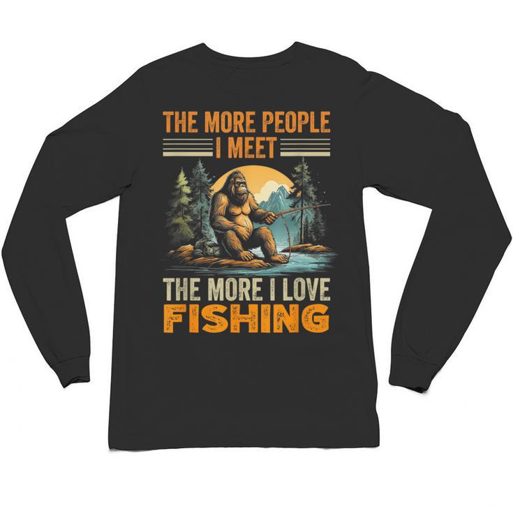 I Love Fishing Bigfoot Fisherman Introvert Sarcastic Unisex Long Sleeve T-Shirt