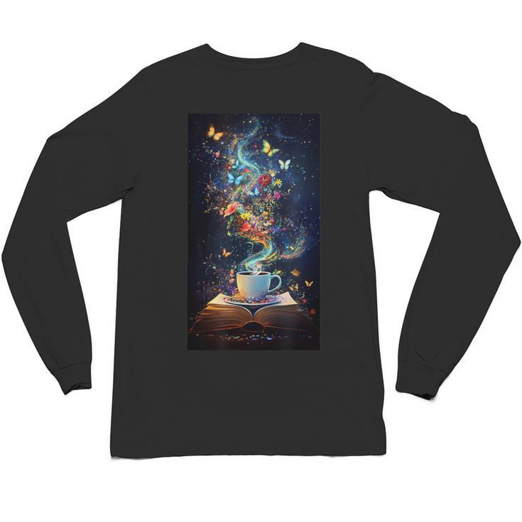 Magical Book Floral Coffee Books Nature Fantasy Unisex Long Sleeve T-Shirt