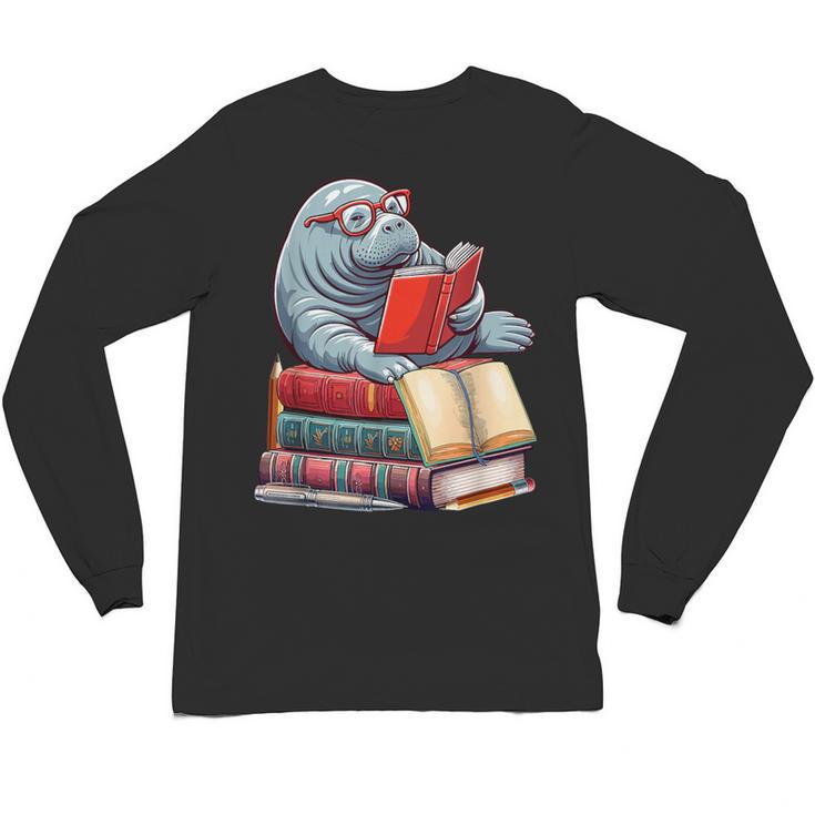 Manatee Reading Books Matching Bookworm Readers Librarian Unisex Long Sleeve T-Shirt