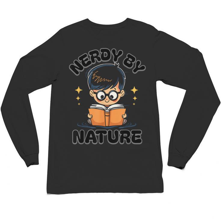 Nerdy By Nature Chibi Cute Book Lover Unisex Long Sleeve T-Shirt