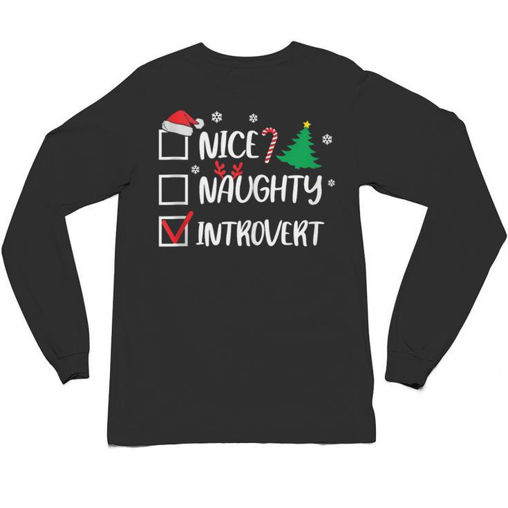 Nice Naughty Introvert Christmas List Santa Unisex Long Sleeve T-Shirt