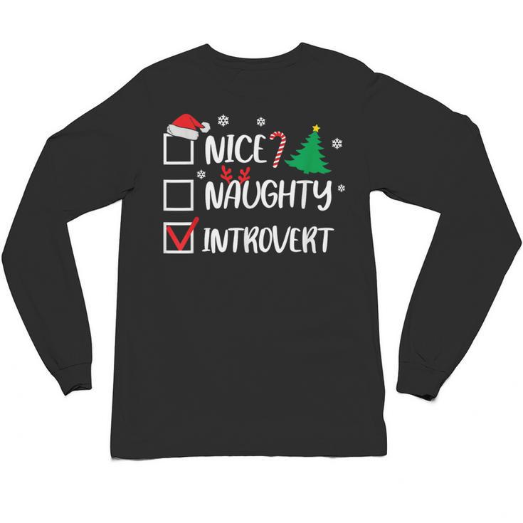 Nice Naughty Introvert Christmas List Santa Unisex Long Sleeve T-Shirt