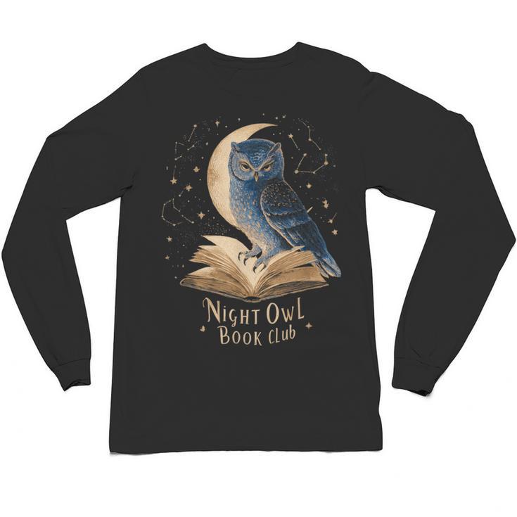 Night Owl Book Club Crescent Moon Late Night Reading Unisex Long Sleeve T-Shirt