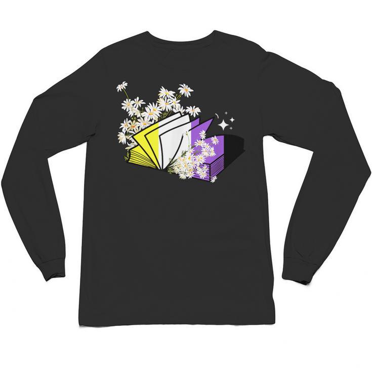Non-Binary Book Lover Nonbinary Daisy LGBT Reading Pride Unisex Long Sleeve T-Shirt