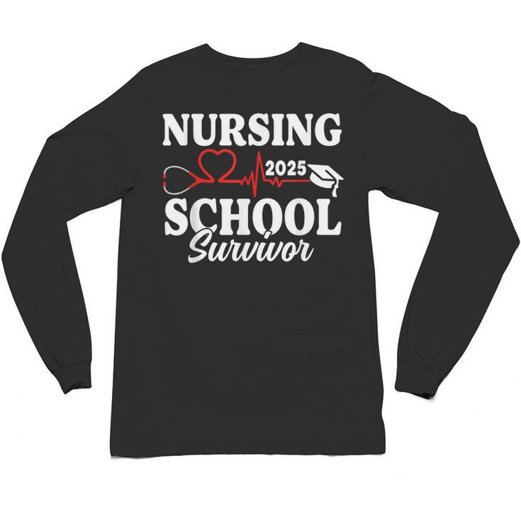 Nursing School Survivor 2025 RN ER Graduation Nurse Grad Unisex Long Sleeve T-Shirt
