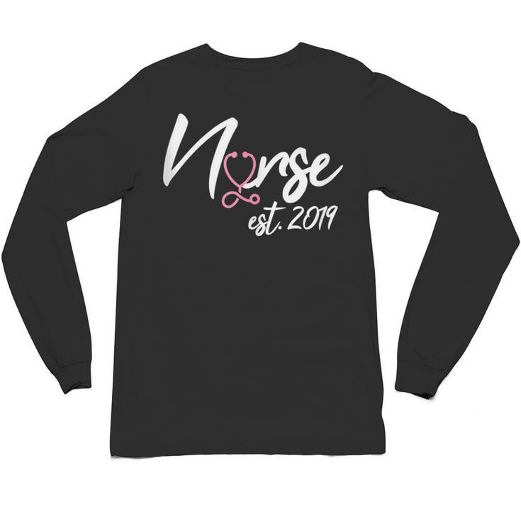 Nursing School Survivor Apparel Graduation Nurse RN EST 2019 Unisex Long Sleeve T-Shirt