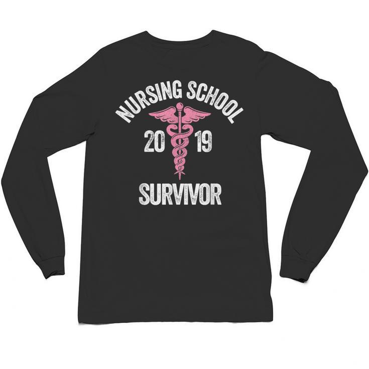Nursing School Survivor Apparel Graduation Party Nurse RN Unisex Long Sleeve T-Shirt