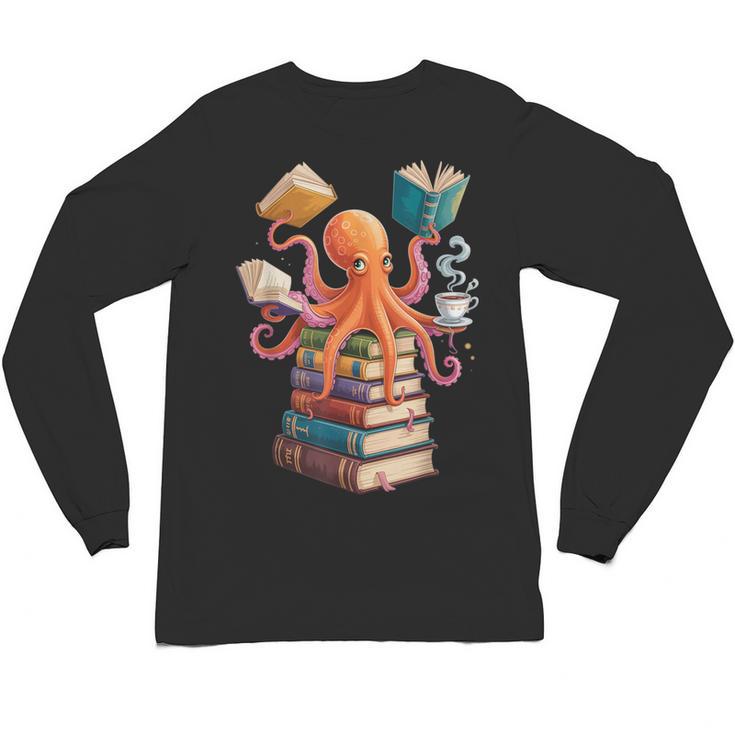 Octopus Book Reading Book Reader Ocean Octopus Unisex Long Sleeve T-Shirt