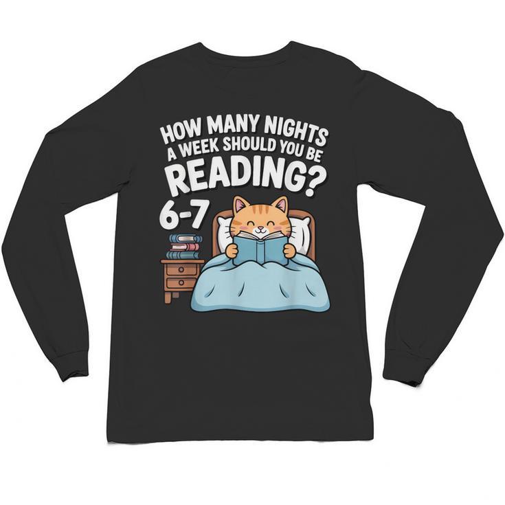 Orange Cat Reading Book 67 Six Seven Meme Unisex Long Sleeve T-Shirt