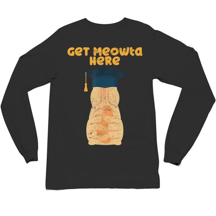 Orange Tabby Cat Graduation Distressed Shirt For Grads For Men Women Girls Kids Unisex Long Sleeve T-Shirt