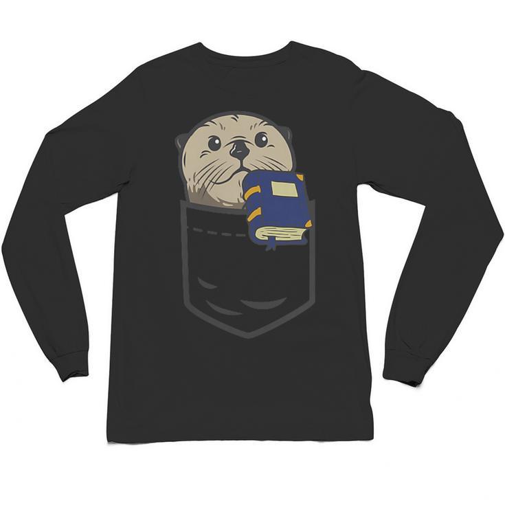 Otter Cute Read Reading Book Librarian Across America Kids Unisex Long Sleeve T-Shirt