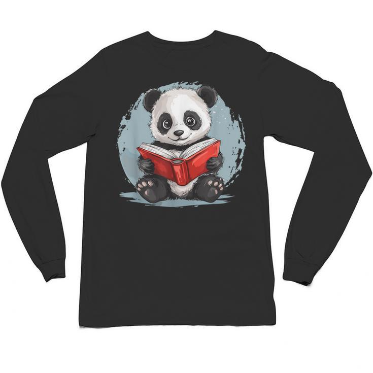 Panda With Book For Reading Enthusiasts Unisex Long Sleeve T-Shirt
