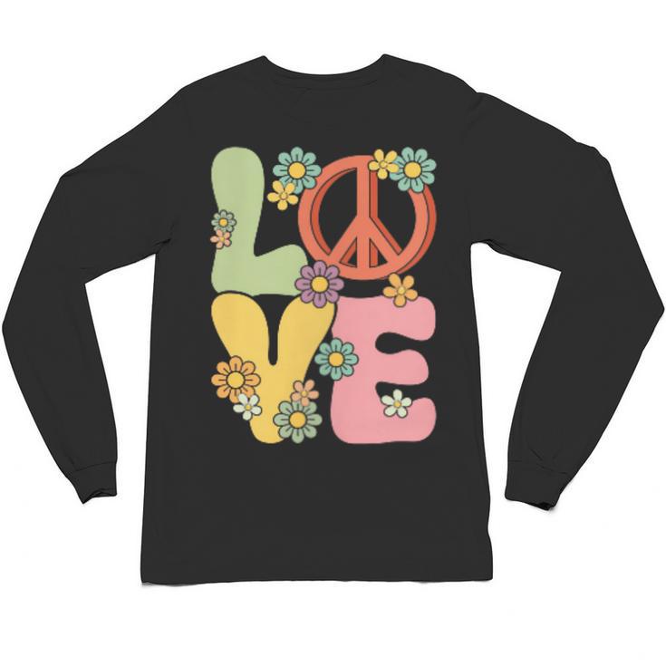 Peace Sign Love Groovy Vibes Costume Nostalgia 1980s Fashion Unisex Long Sleeve T-Shirt