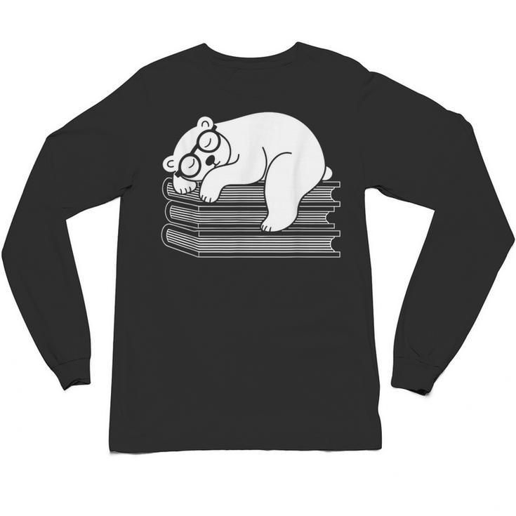 Polar Bear Reading Book Pajama Sleep Unisex Long Sleeve T-Shirt