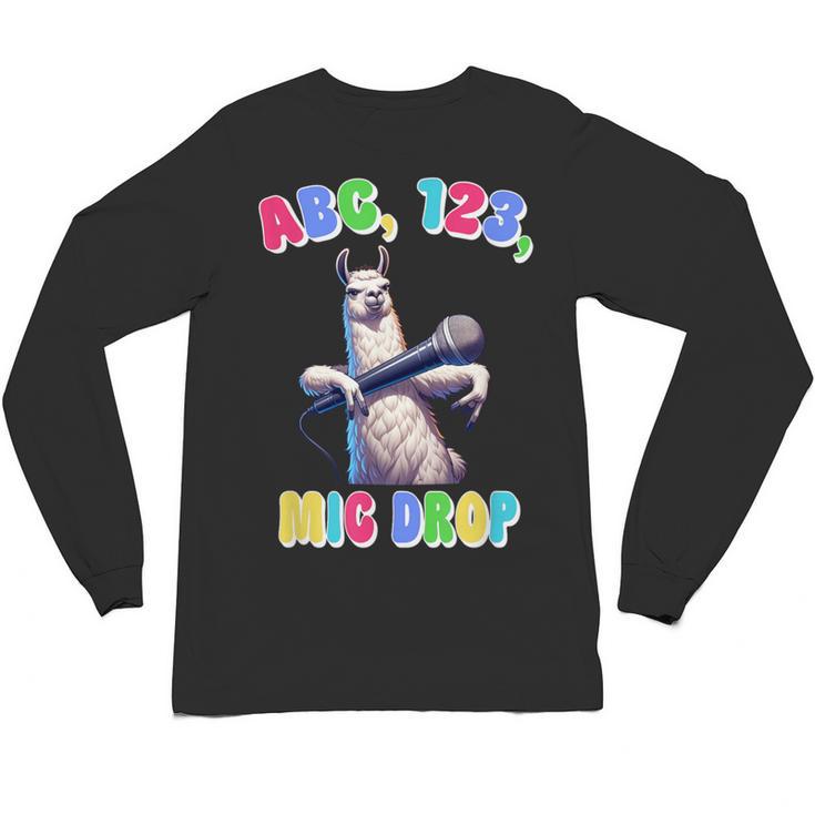Preschool Graduate Shirt ABC 123 Mic Drop Llama Graduation Unisex Long Sleeve T-Shirt