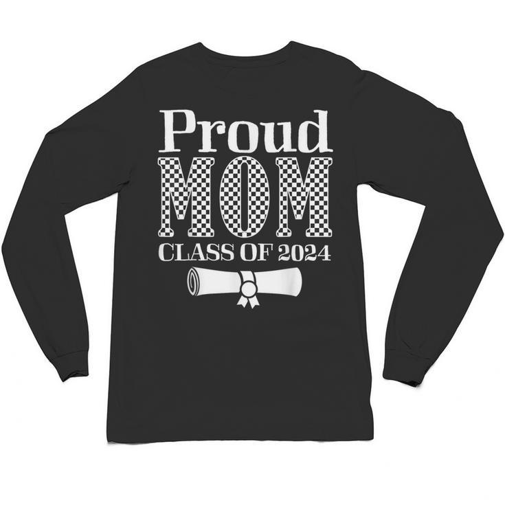 Proud Mom Of a 2024 Graduate Mama Checkered Graduation Unisex Long Sleeve T-Shirt
