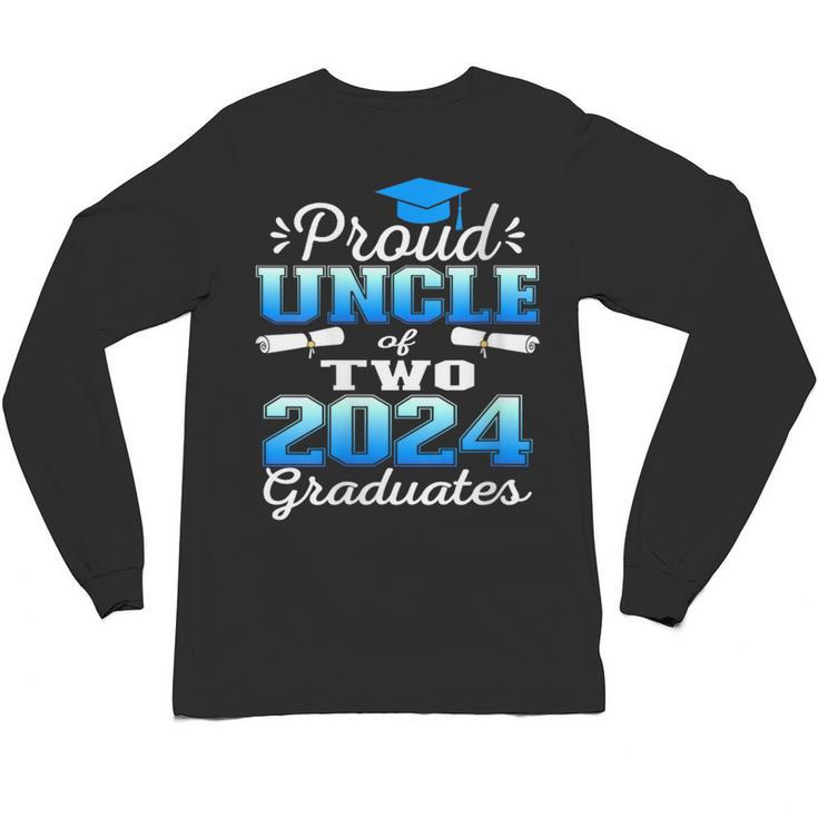 Proud Uncle Of Two 2024 Graduate Class 2024 Graduation Unisex Long Sleeve T-Shirt