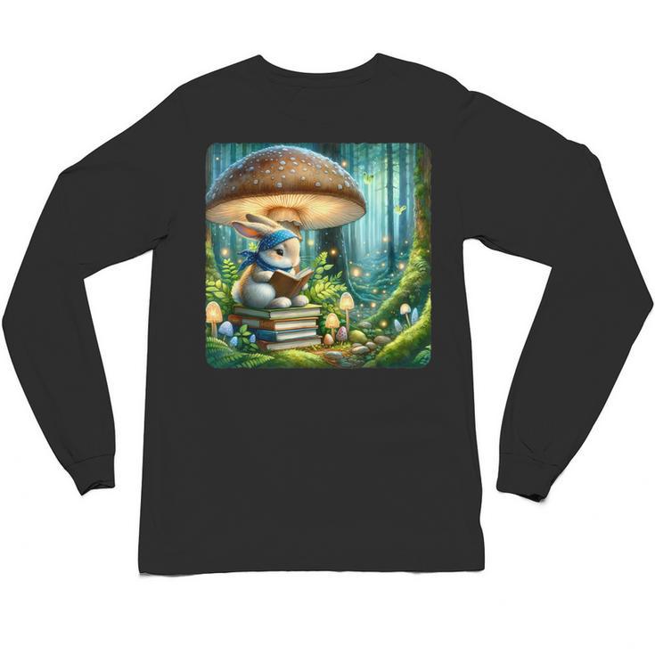 Rabbit Reading Book Under Large Mushroom Easter Bandana Unisex Long Sleeve T-Shirt
