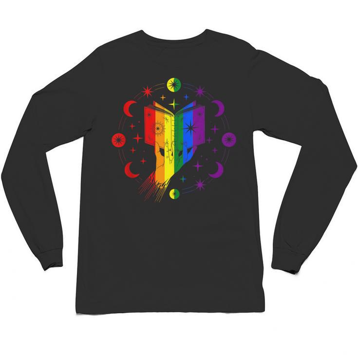 Rainbow Book With Stars And Moon Phases Gay Pride LGBT Unisex Long Sleeve T-Shirt
