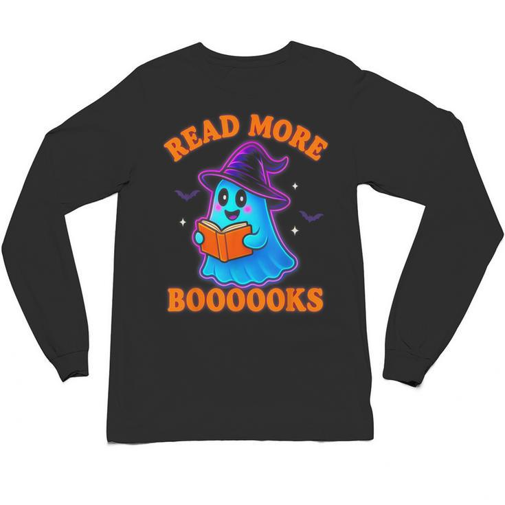 Read More Books Halloween Book Cute Ghost Reading Teaching Unisex Long Sleeve T-Shirt