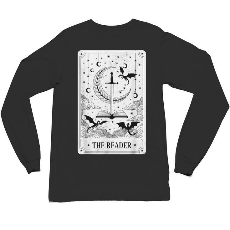 The Reader Tarot Card Bookworm Books Lover Dragon Librarians Unisex Long Sleeve T-Shirt
