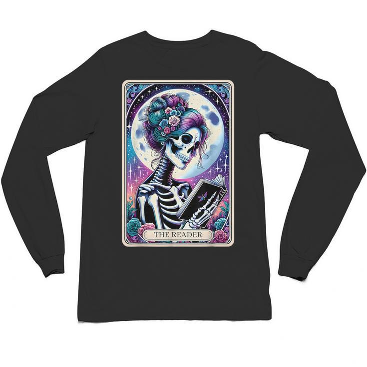 The Reader Tarot Card Reading Skeleton Skull Book Lover Unisex Long Sleeve T-Shirt