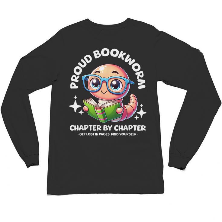Reading Book Lovers Glasses Cartoon Worm Books Cute Bookworm Unisex Long Sleeve T-Shirt