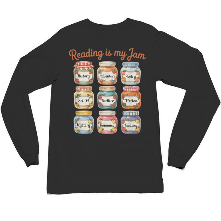 Reading Is My Jam Cute Jelly Jars Book Genres Unisex Long Sleeve T-Shirt