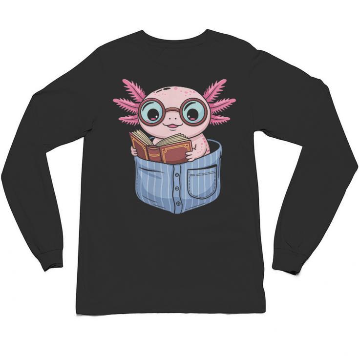 Readsalotl Axolotl Reading Book Lover Reading Pocket Axolotl Unisex Long Sleeve T-Shirt