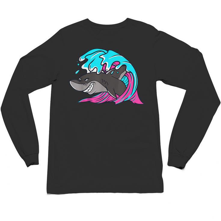 Retro 80s Shark Whale Diving Nostalgia Shark Party Unisex Long Sleeve T-Shirt