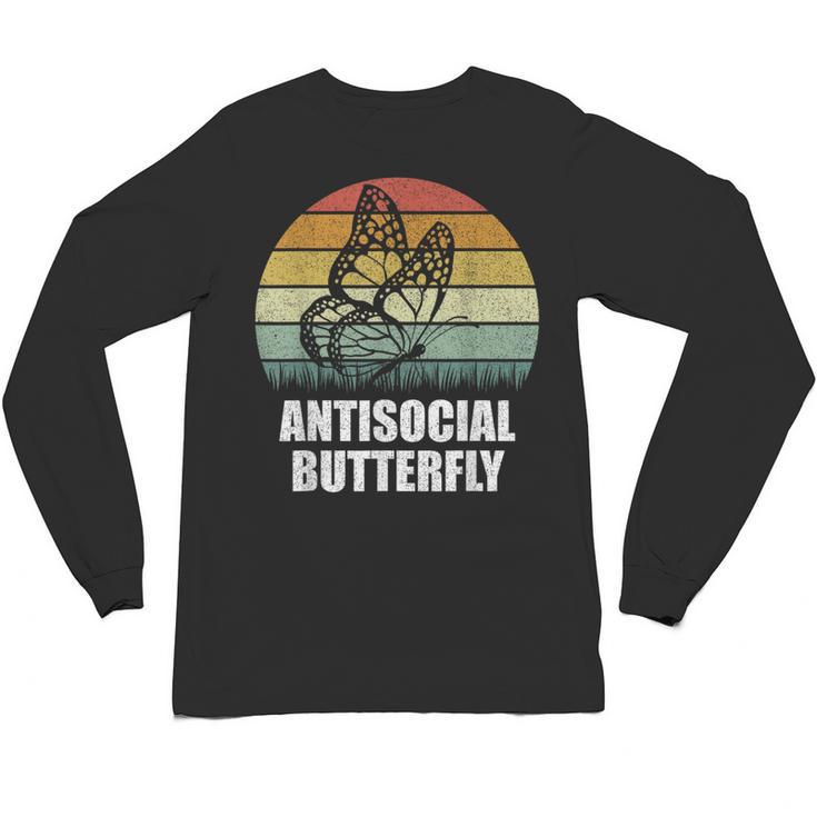 Retro Antisocial Butterfly Shirt For Introverts Unisex Long Sleeve T-Shirt