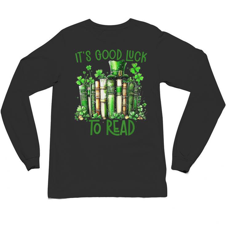Retro Book Lucky Reading Teacher St Patrick's Day -Adults Small Cotton Blend Polyester Blend Short Sleeve Unisex Long Sleeve T-Shirt