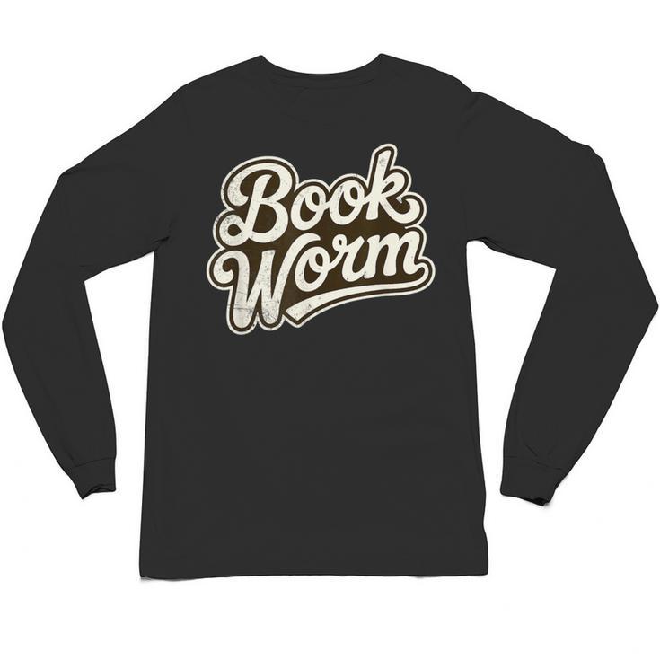 Retro Book Worm Reading For Book Lovers Unisex Long Sleeve T-Shirt